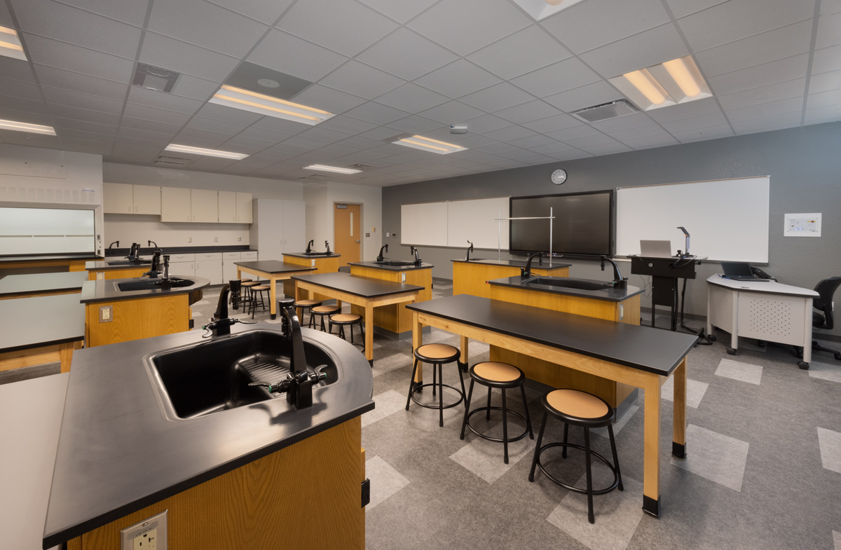 Interior design view of the science classroom at Gateway High School in Fort Myers, FL.
